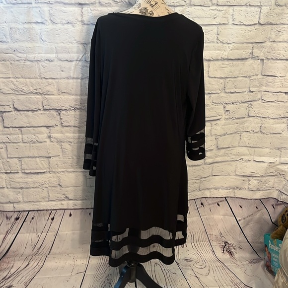 Joseph Ribkoff Dress 3/4 Sleeves Mesh Stripe Detail Size 18 Black - Picture 5 of 9